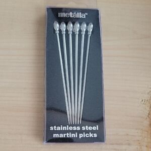 Metalla Stainless Steel Martini Picks- Set of 6